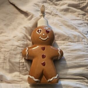 Festive Gingerbread Man Soap Dispenser - Tan and Red